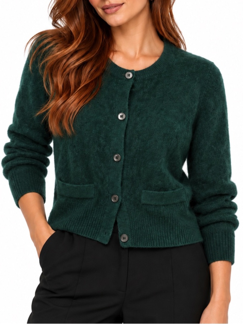 J.CREW 100% CASHMERE CARDIGAN S FOREST GREEN QUIET LUXURY OLD MONEY NWOT POCKETS